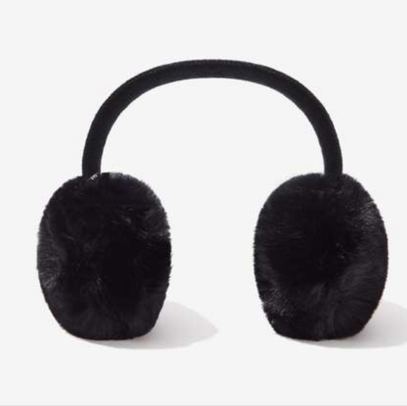 Aerosoles Plush Faux Fur Earmuffs Black NWT - Picture 3 of 6